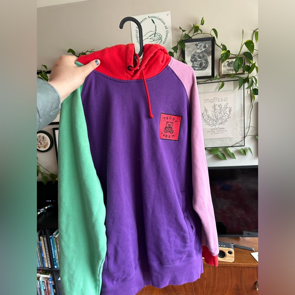 TEDDY FRESH Color Block Hoodie!! Size Large